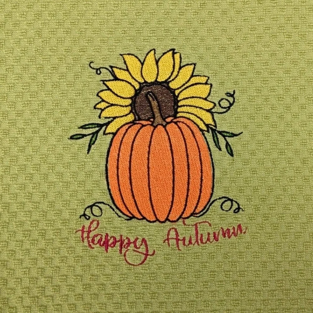 Happy Autumn Halloween Fall Thanksgiving Kitchen Bar Hand Tea Towel Great Gift!